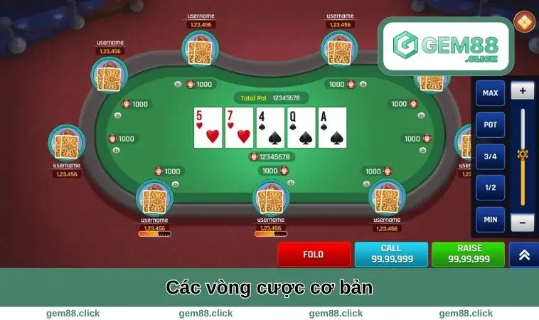 Cách Chơi Poker - Luật, Chiến Thuật Và Mẹo Dễ Thắng 1 Các vòng cược cơ bản